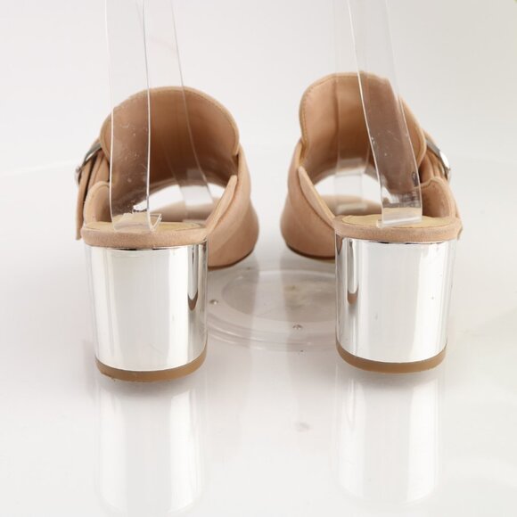 Marc Fisher Womens Rima Sandal Size 6 Tan Blush Suede Block Heel Mule Slide Shoe - Picture 3 of 10